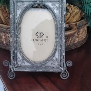 Vintage Pewter filigree Scrollwork French Victorian Picture Frame